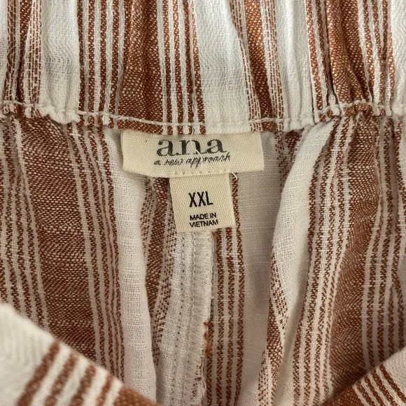 A New Approach ANA striped cropped Wide Leg Linen elastic waist pants Size XL - Picture 9 of 10